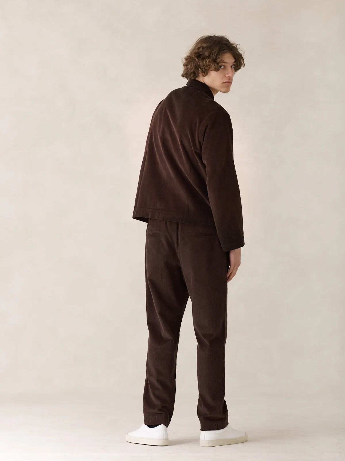 08 / Pleated Corduroy Trousers Brown