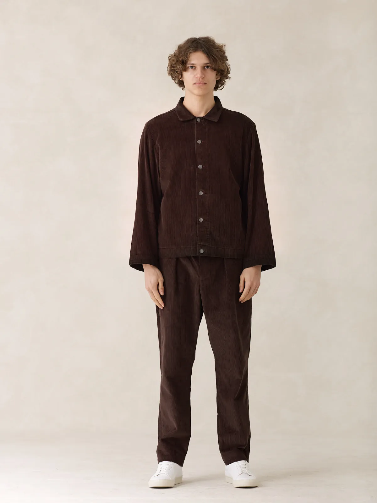 08 / Pleated Corduroy Trousers Brown