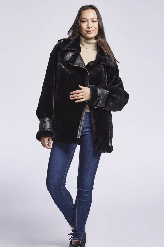 #126 Plush Shearling Moto Jacket    $500