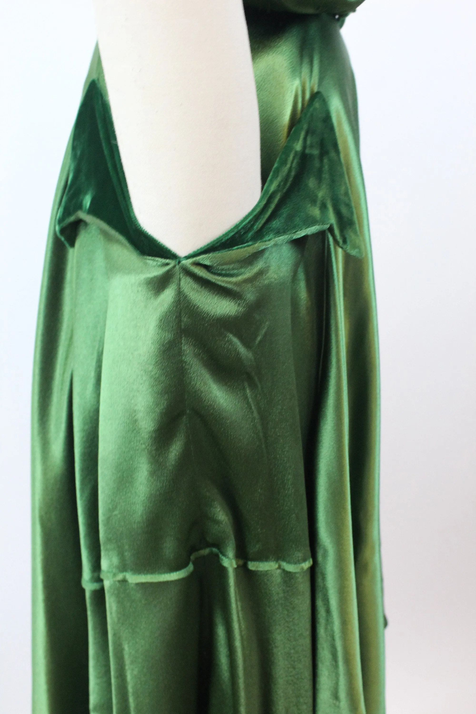 1940s 1950s GREEN satin velvet HIP POCKET dress xs  | new fall