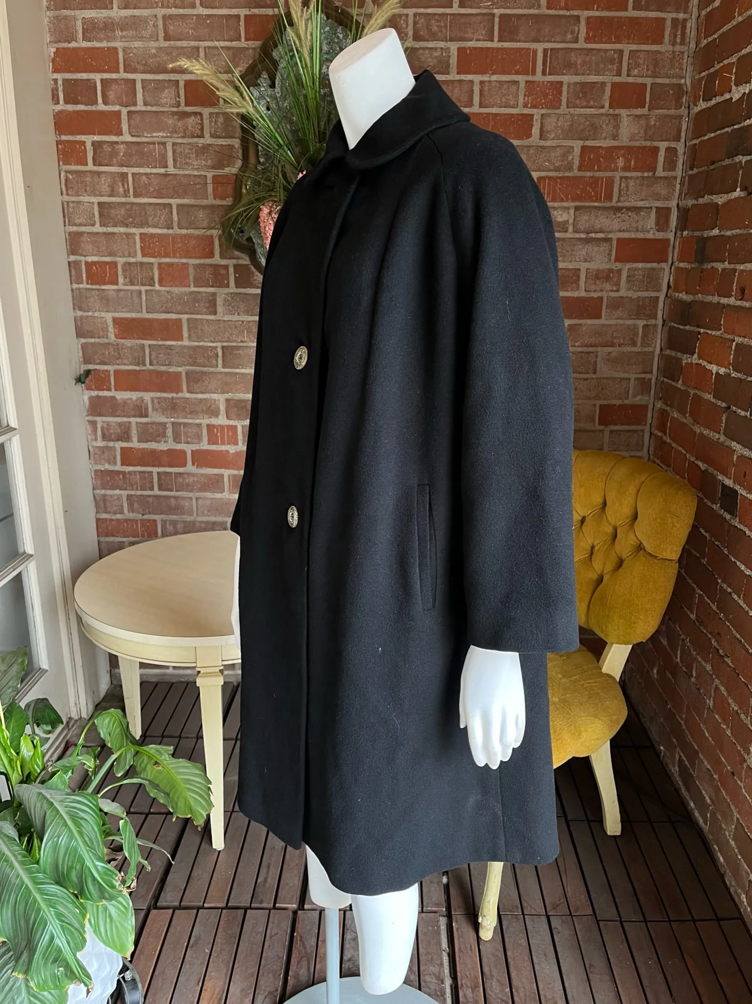 1950s Black Cashmere Long Coat