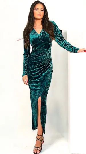 4-A1301 Green Velour Hailey Dress