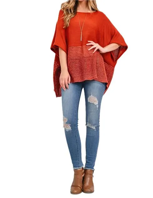 Accent Poncho Top Half See Through - Women