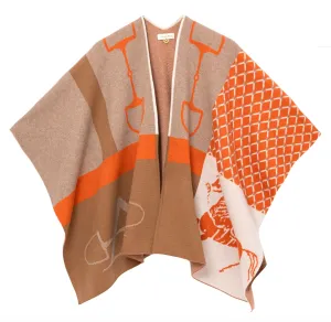 ADAMSBRO CASHMERE PONCHO ORANGE.