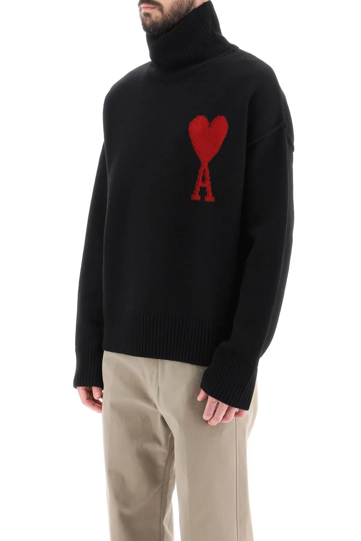 Ami Paris Ami De Coeur Wool Turtleneck Sweater