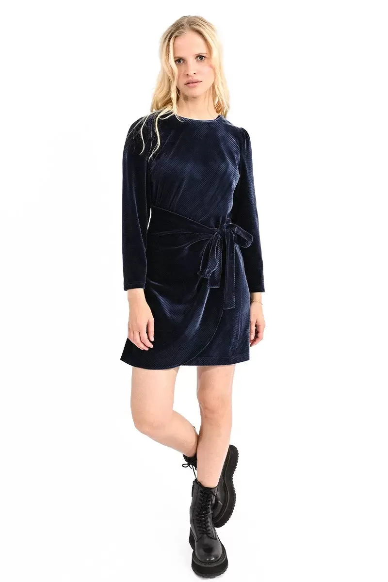 Asymmetric Navy velvet dress