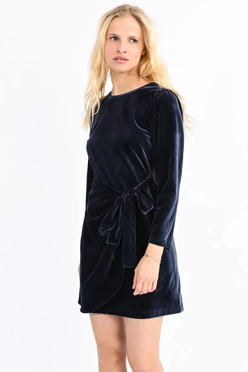 Asymmetric Navy velvet dress