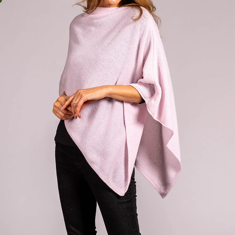 Baby Pink Knitted Cashmere Poncho