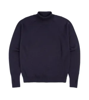 Batoner Light Wool Signature Turtle Neck Sweater: Navy