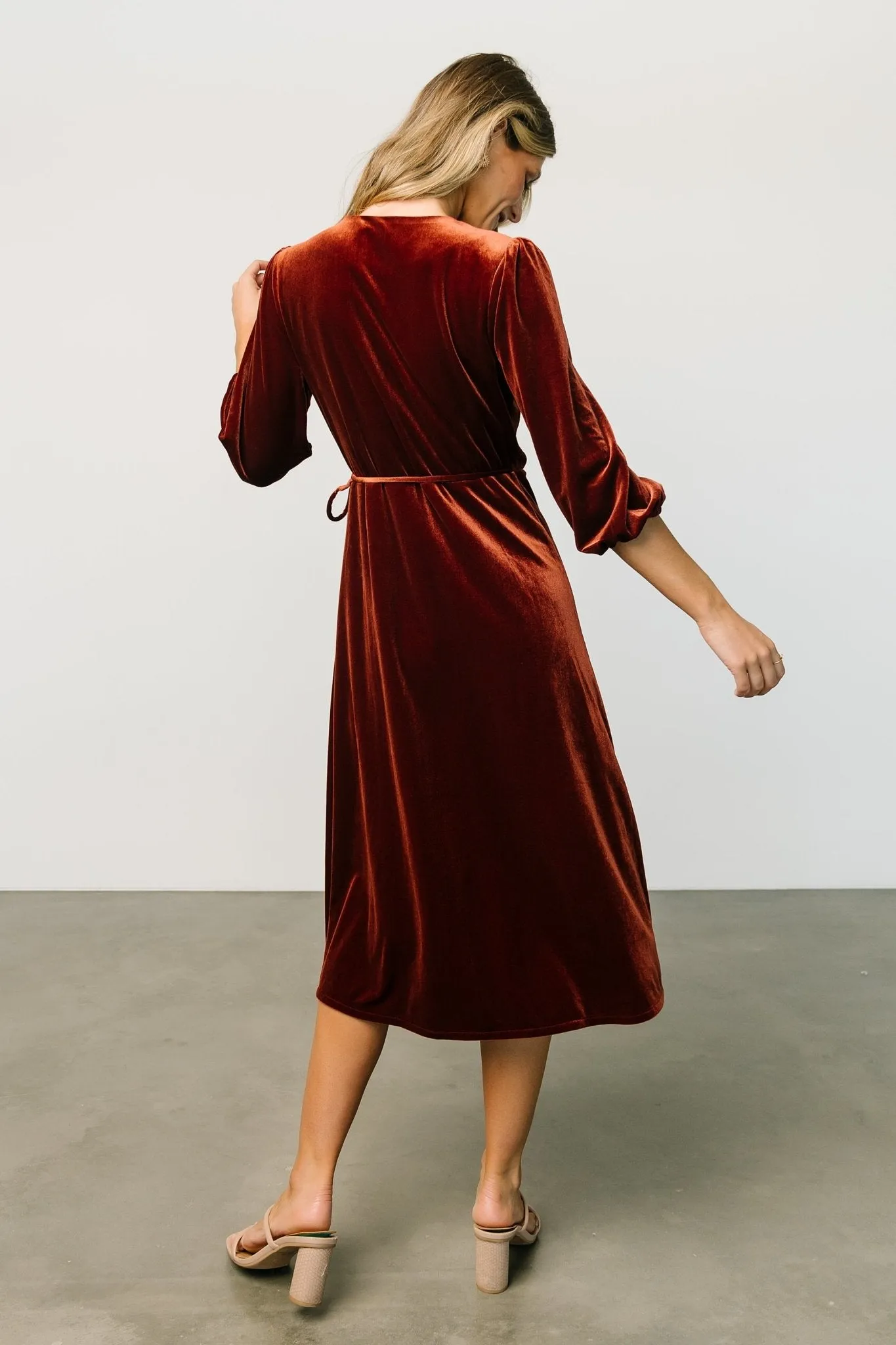 Beckinsale Velvet Wrap Dress | Cinnamon