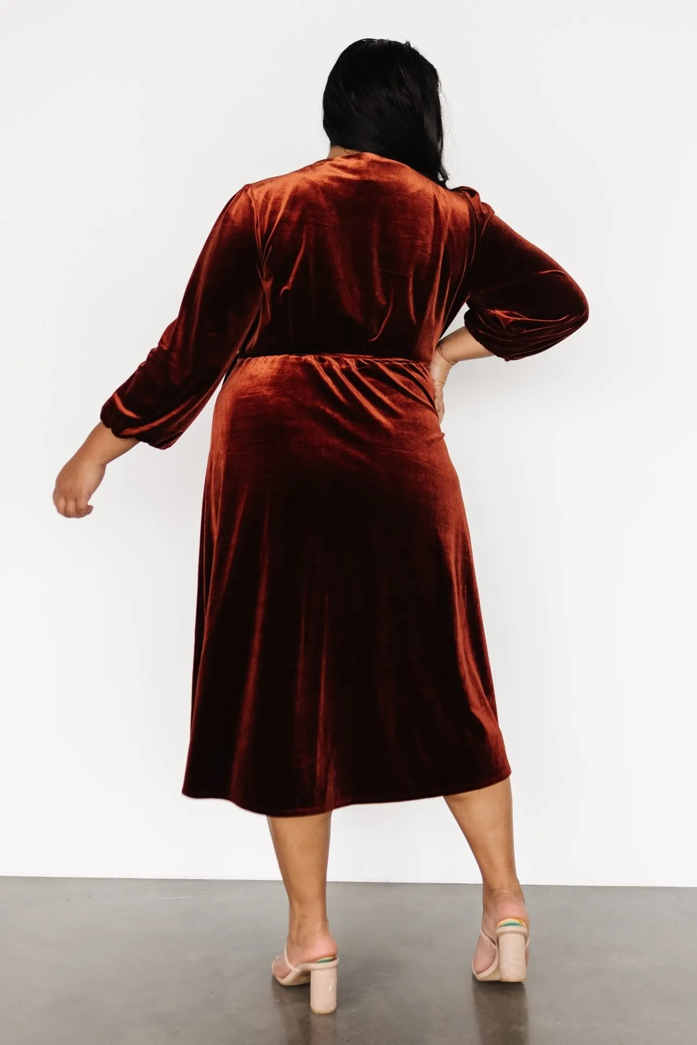 Beckinsale Velvet Wrap Dress | Cinnamon