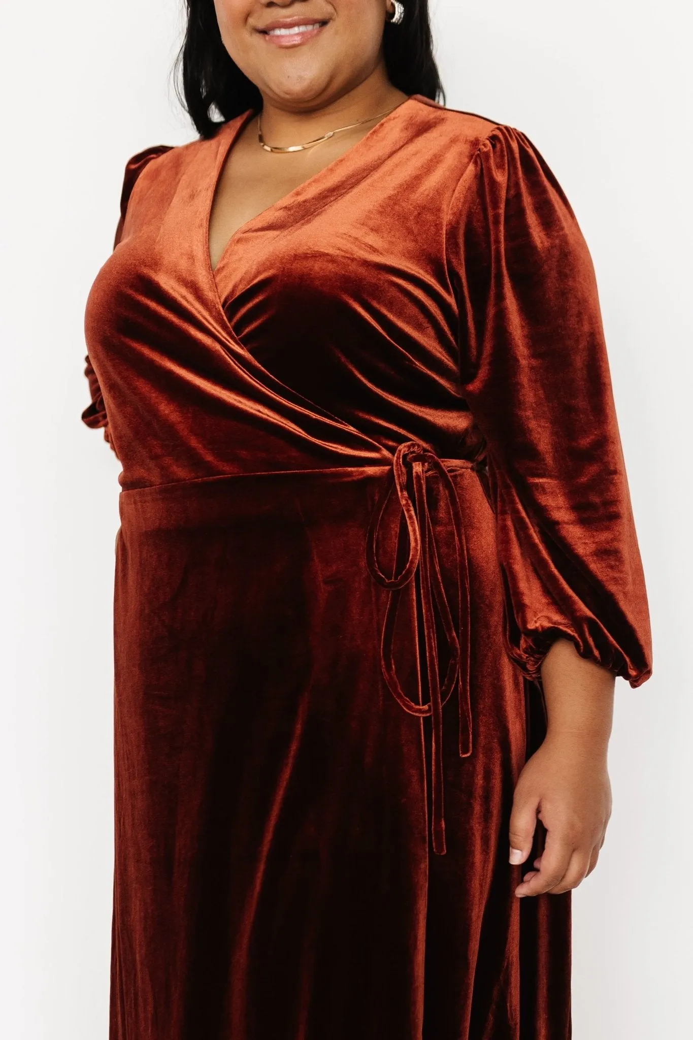 Beckinsale Velvet Wrap Dress | Cinnamon