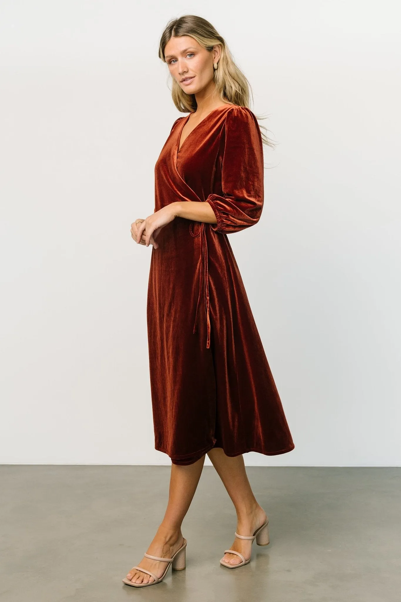 Beckinsale Velvet Wrap Dress | Cinnamon