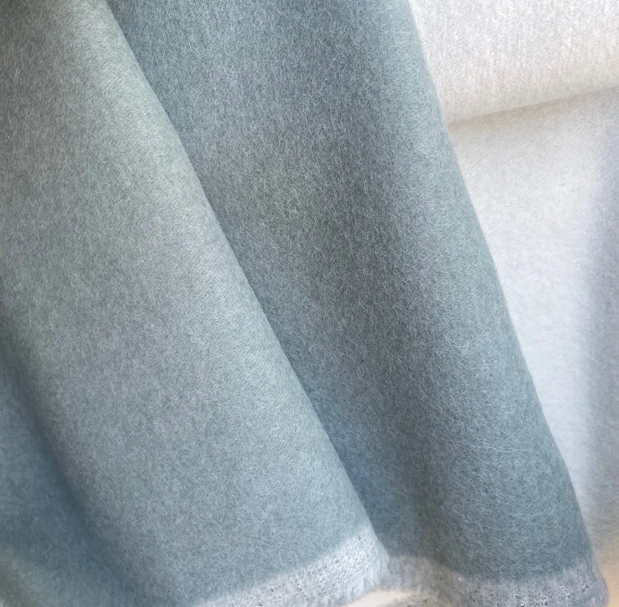 Biella Aquamarine & White Reversible Double-Faced Cashmere Coating (Made in Italy)