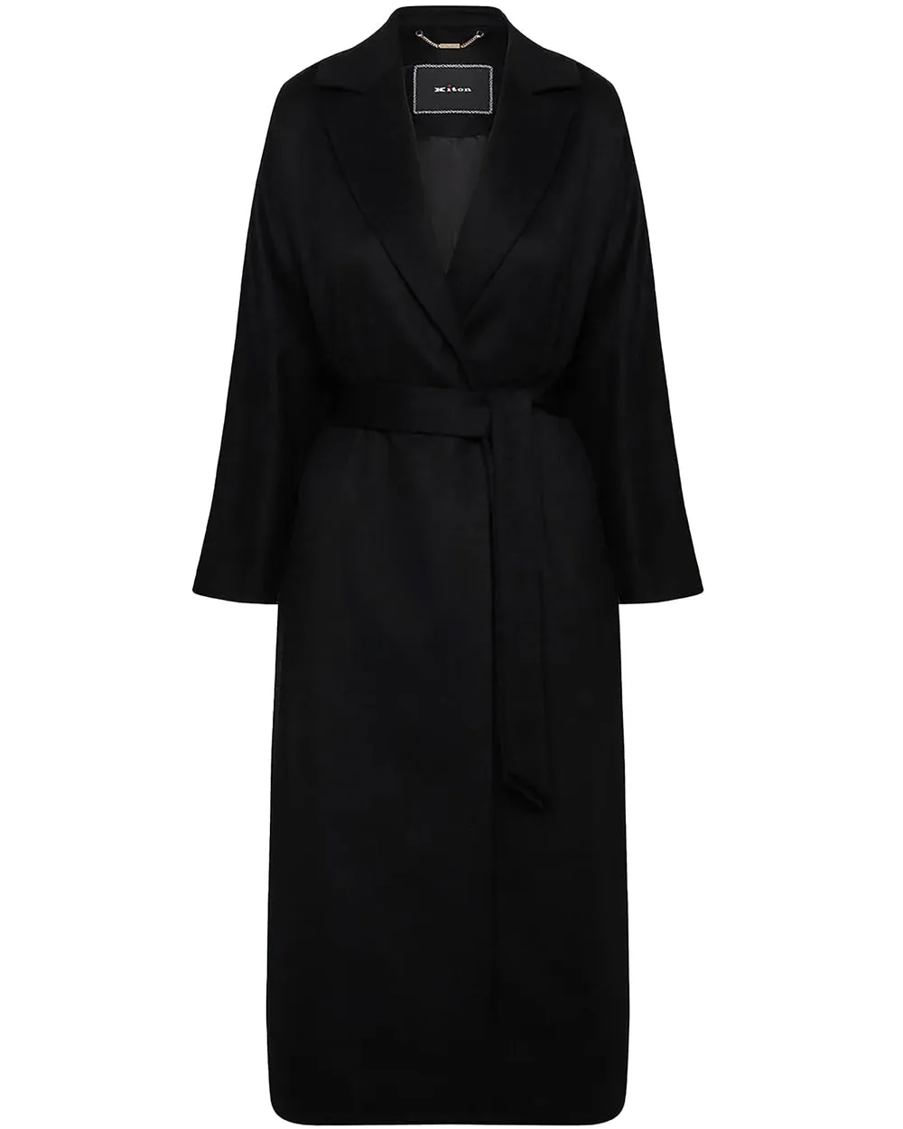 Black Tie Waist Long Overcoat