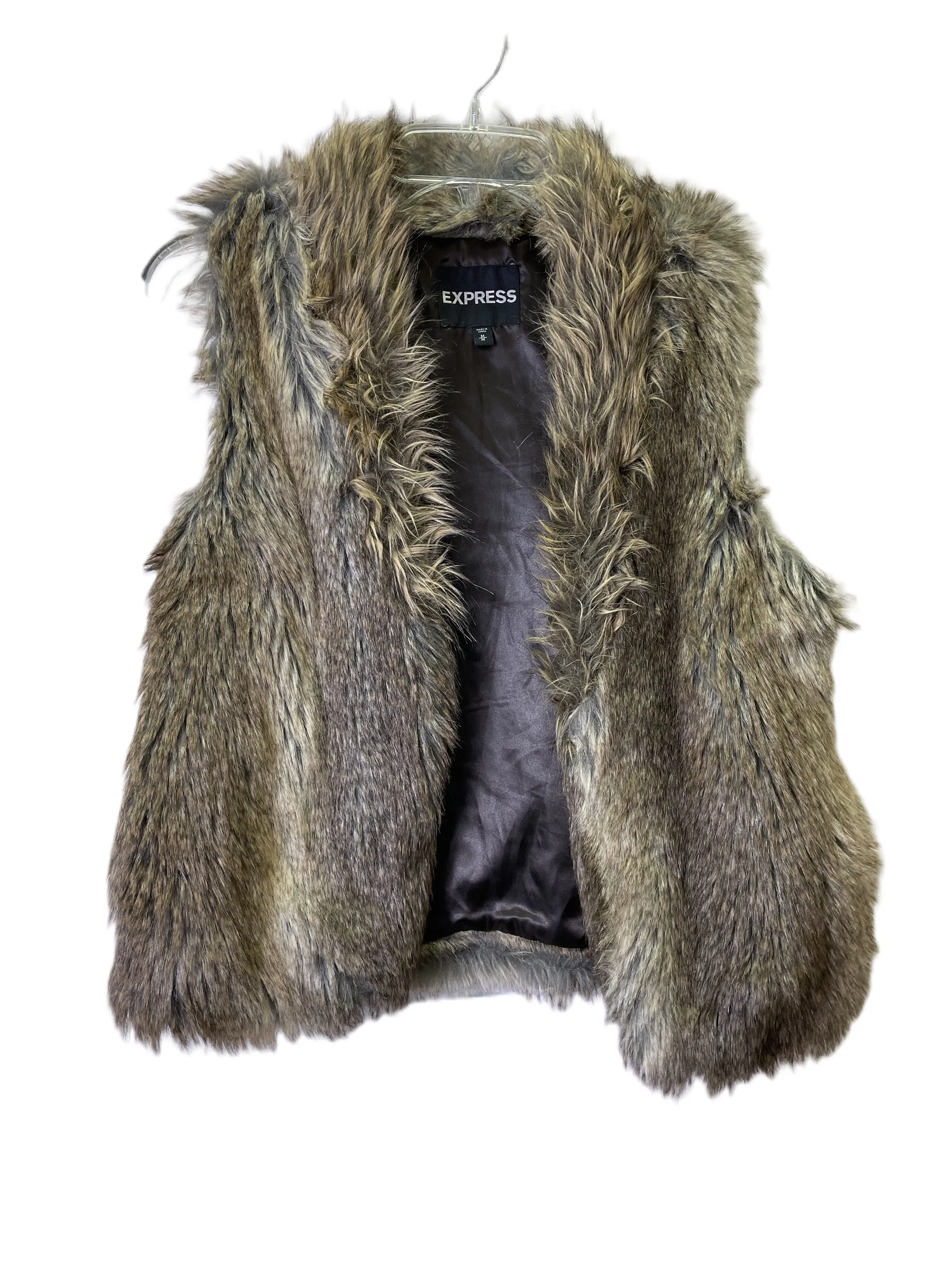 Brown Vest Faux Fur & Sherpa By Express, Size: M