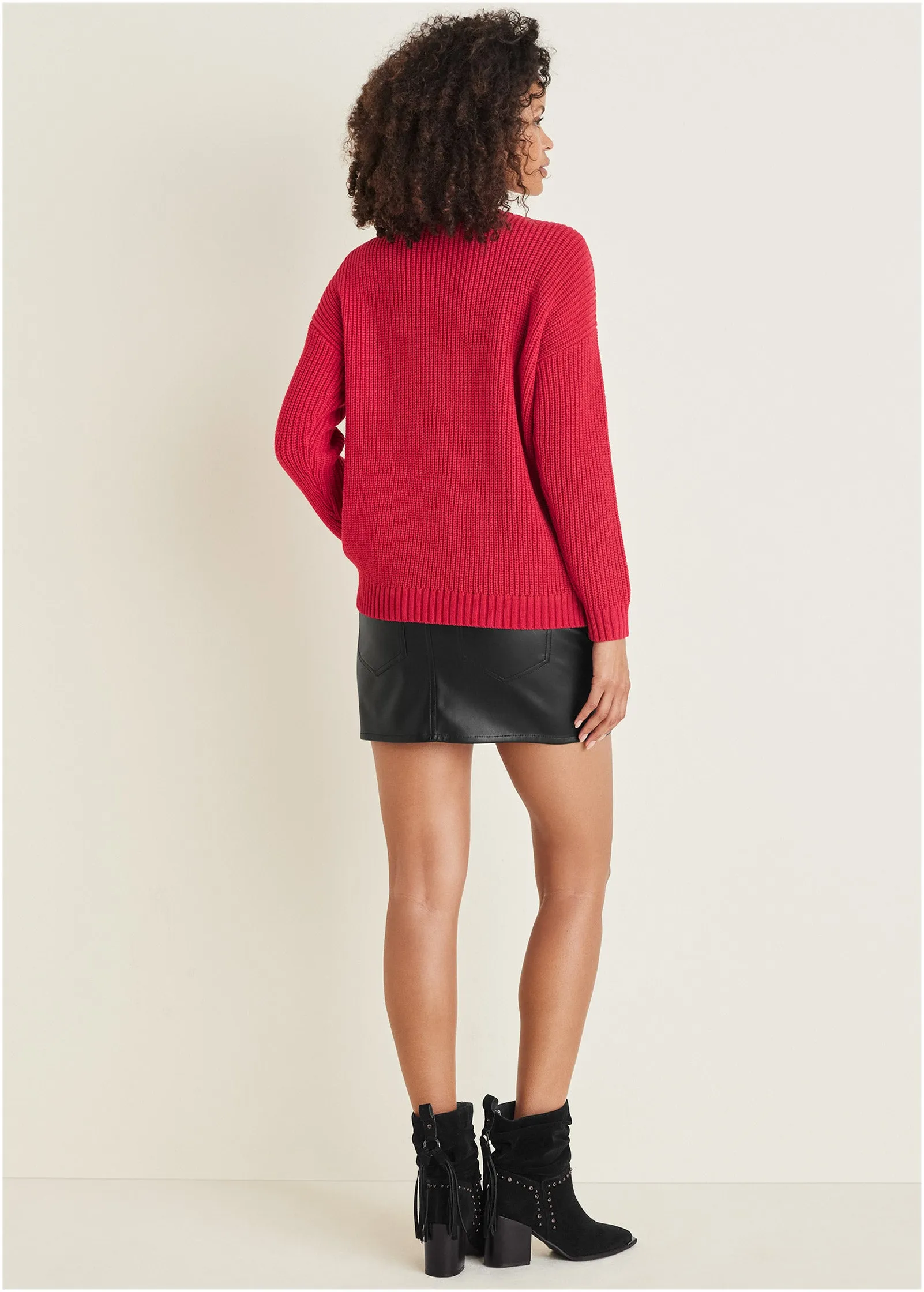 Cable Knit Sweater - Barberry