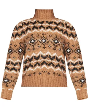 Camel Multi Chiana Embellished Fair Isle Sweater