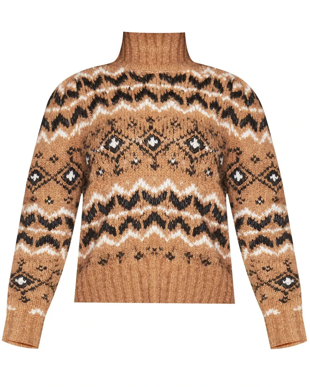 Camel Multi Chiana Embellished Fair Isle Sweater