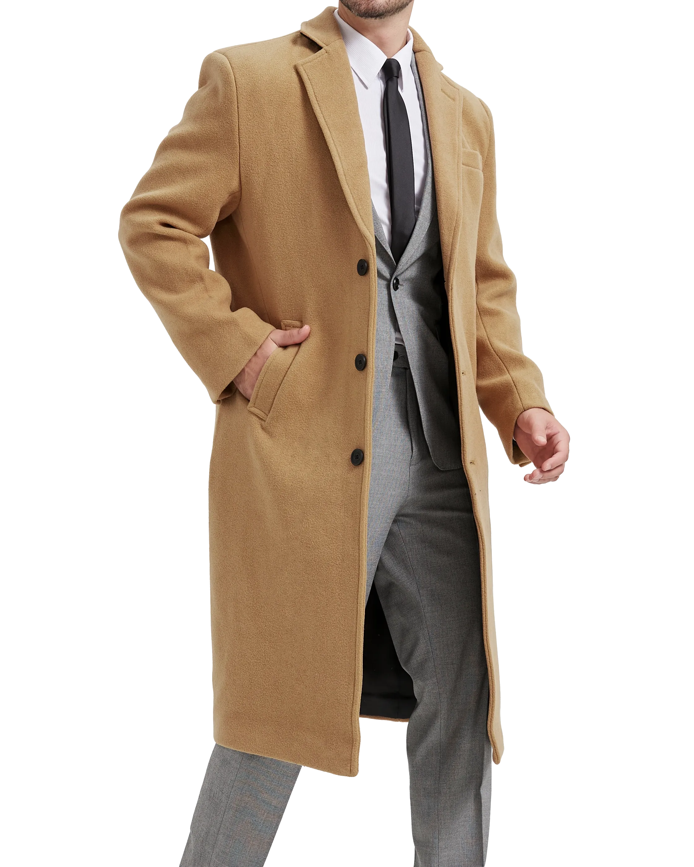 Camel Wool Cashmere Long Overcoat