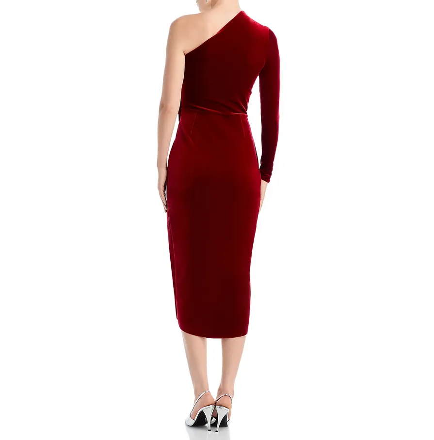 Chiara Boni La Petite Robe Agapios Velvet One Shoulder Dress