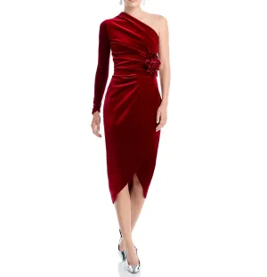 Chiara Boni La Petite Robe Agapios Velvet One Shoulder Dress