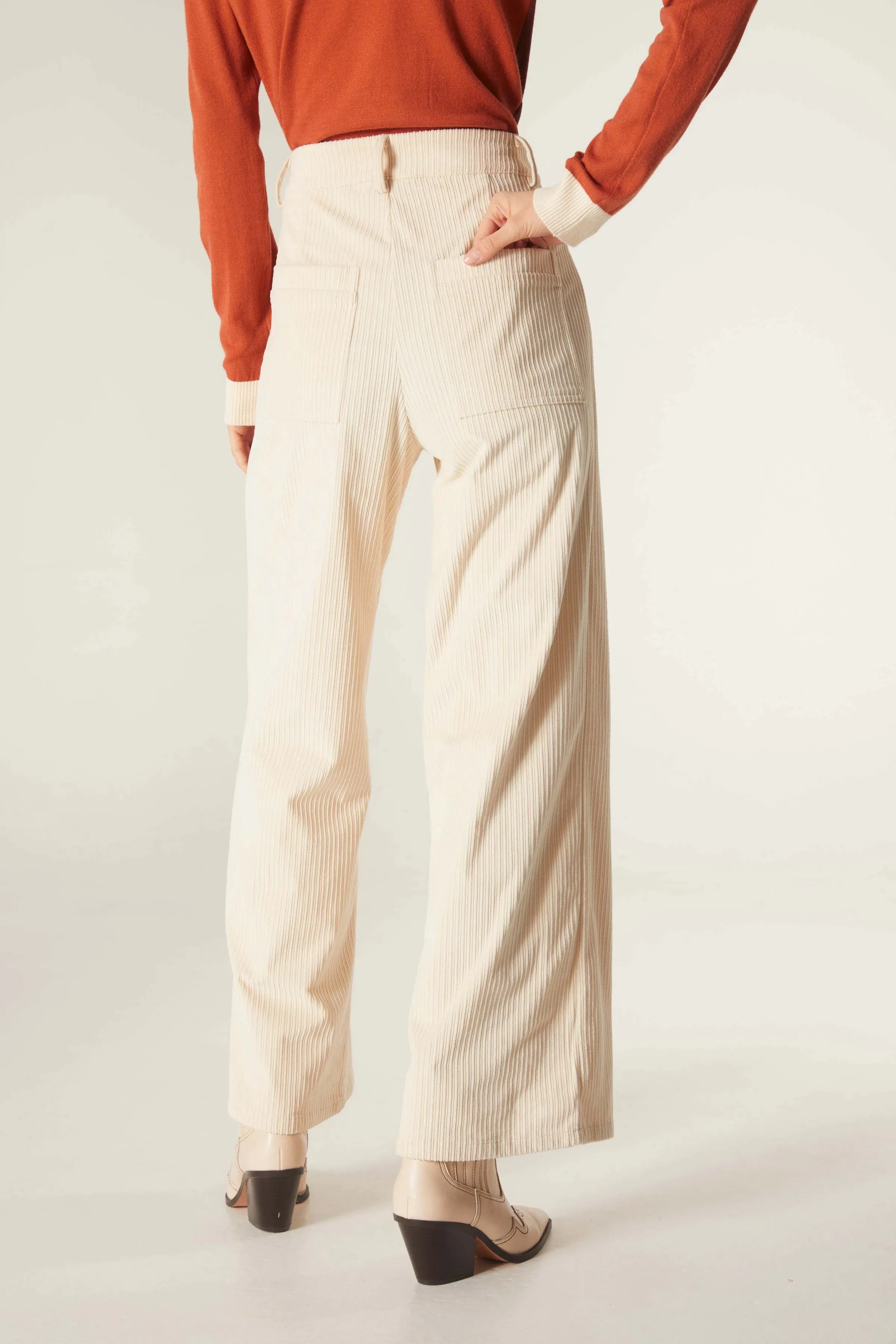 Compania Fantastica Soft Corduroy Wide-Leg Trousers White