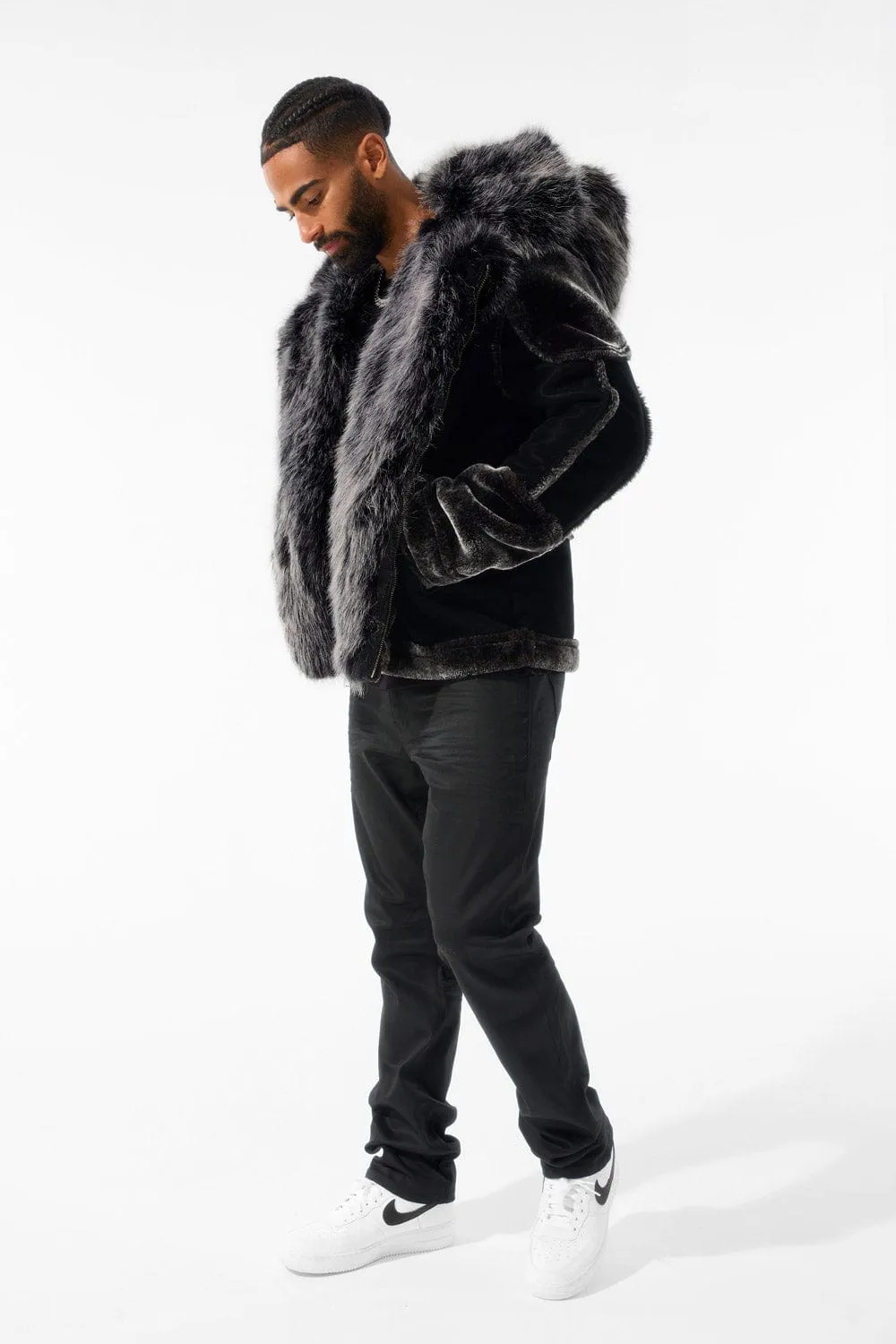 El Jefe Shearling Moto Jacket (Black)