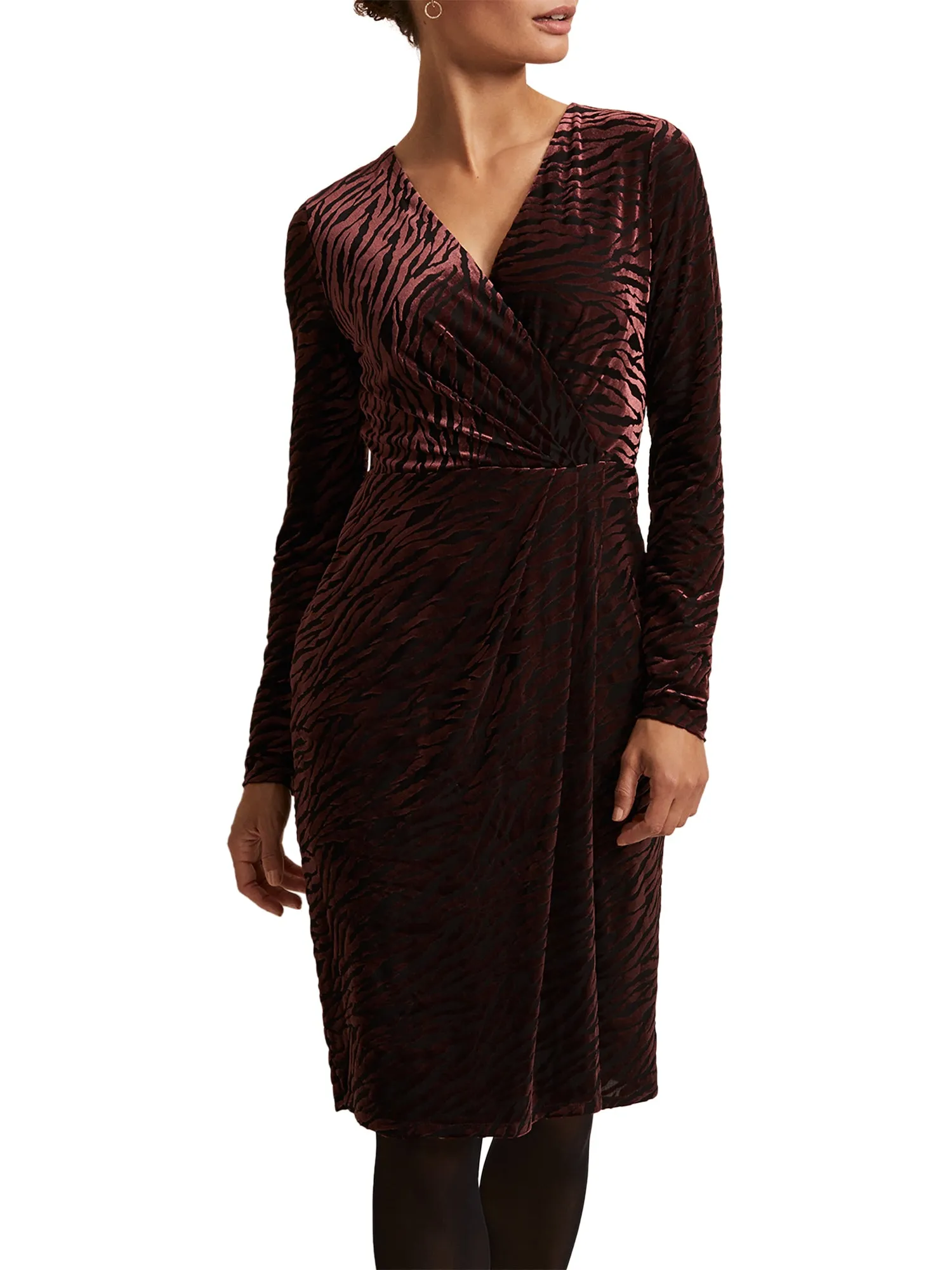 Elina Burnout Printed Velvet Dress