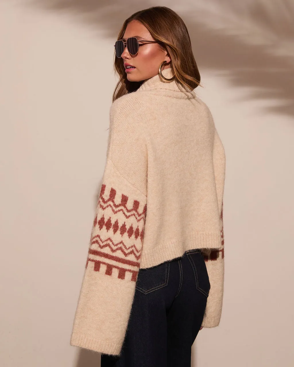 Fall Harvest Printed Turtleneck Sweater