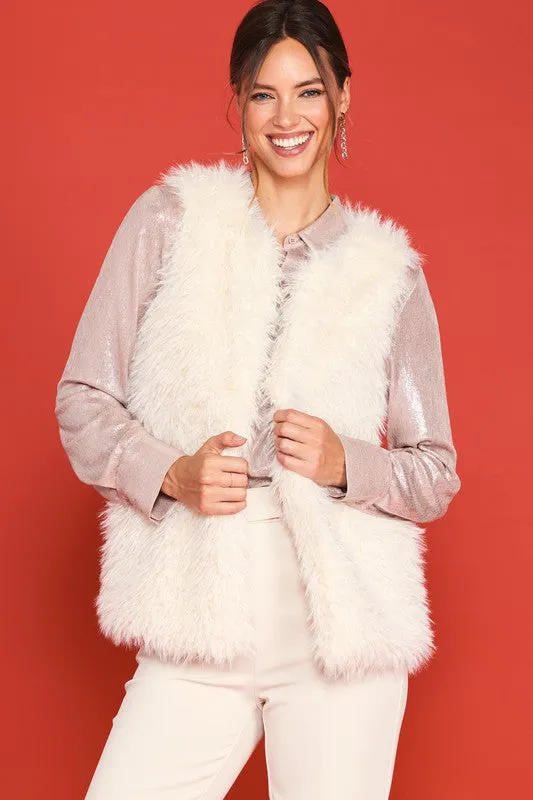 Faux Fur Vest - Cream