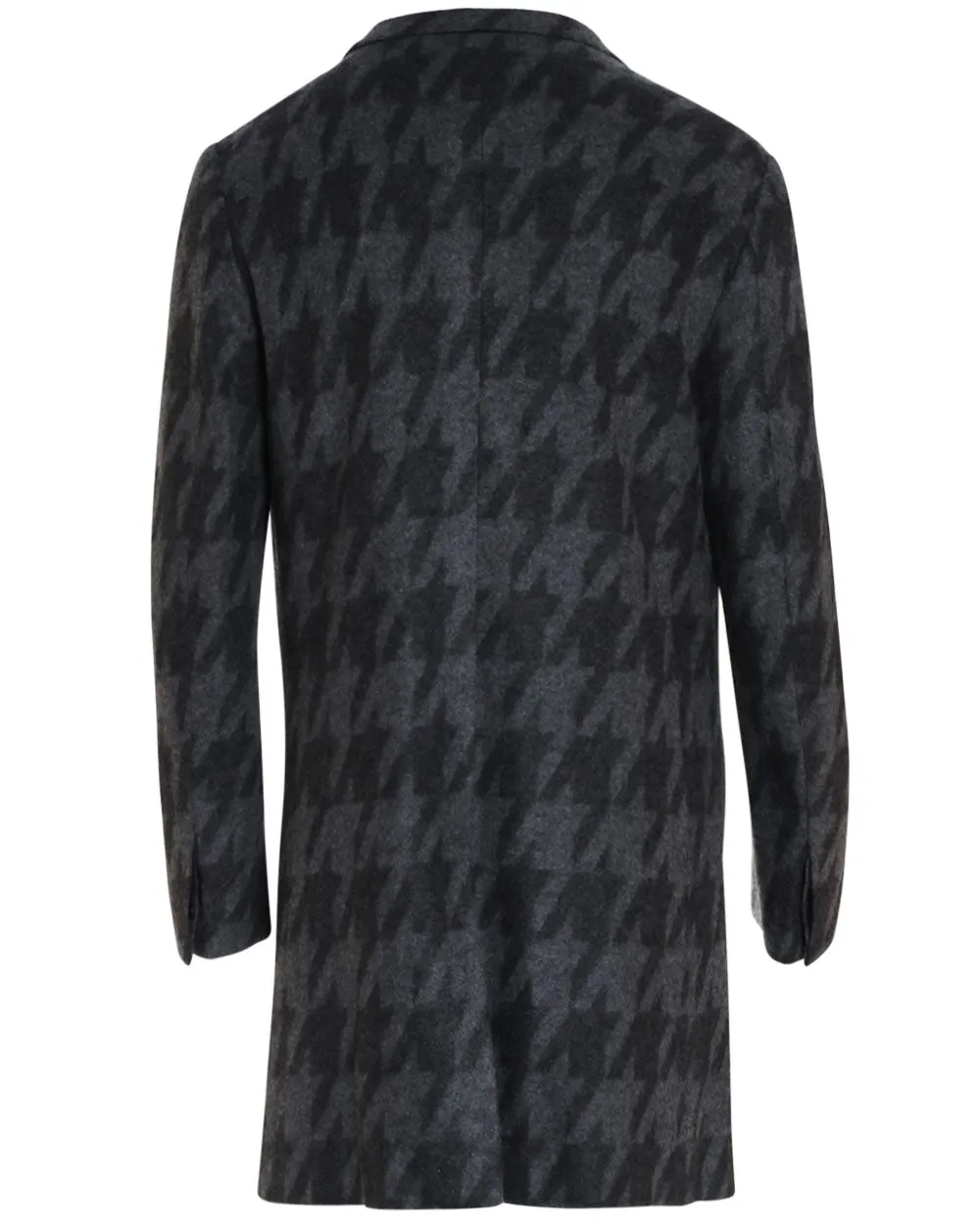 Grey Cashmere Blend Tonal Houndstooth Overcoat