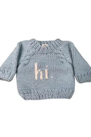 Huggalugs - "Hi" Crewneck Sweater - Blue