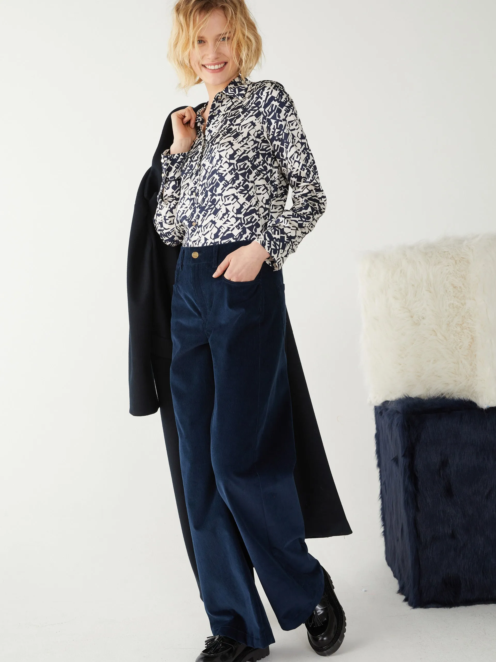 IBLUES Navy Wide Leg Trousers