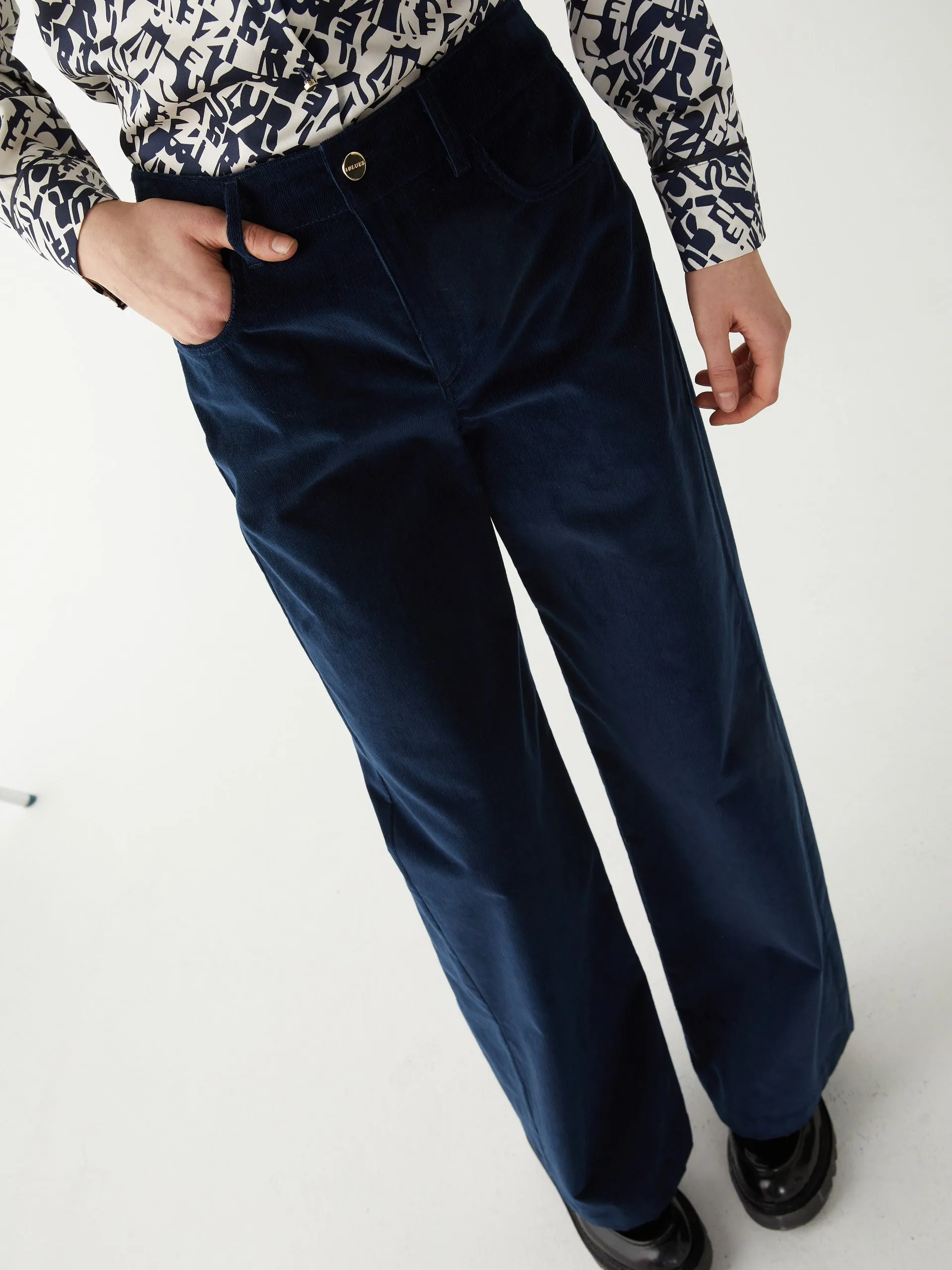 IBLUES Navy Wide Leg Trousers