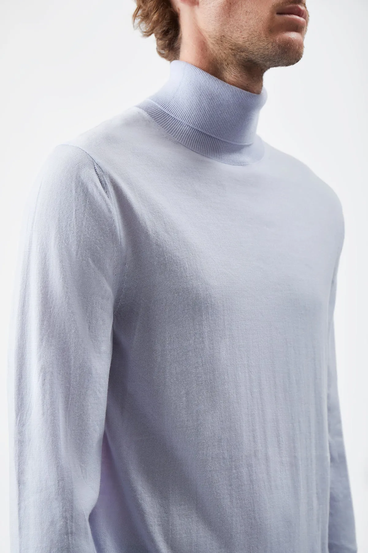 Jermaine Knit Turtleneck in Halogen Blue Merino Wool