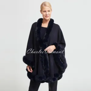 Joseph Ribkoff Faux Fur Poncho – Style 213906 (Midnight Blue)