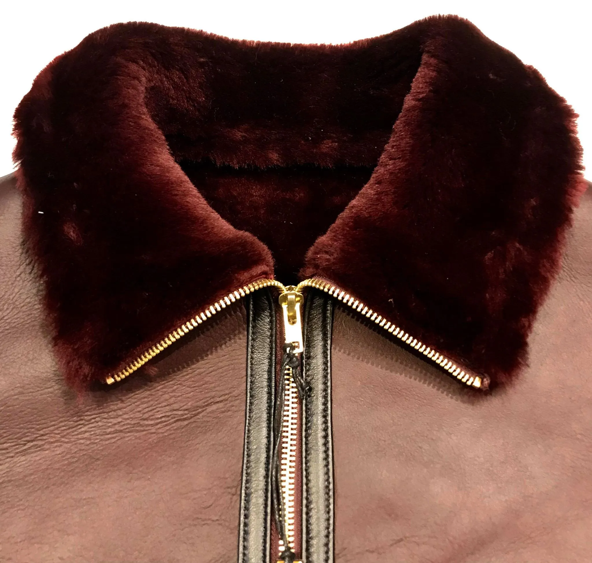 Kashani Burgundy Mouton Shearling Flight Jacket