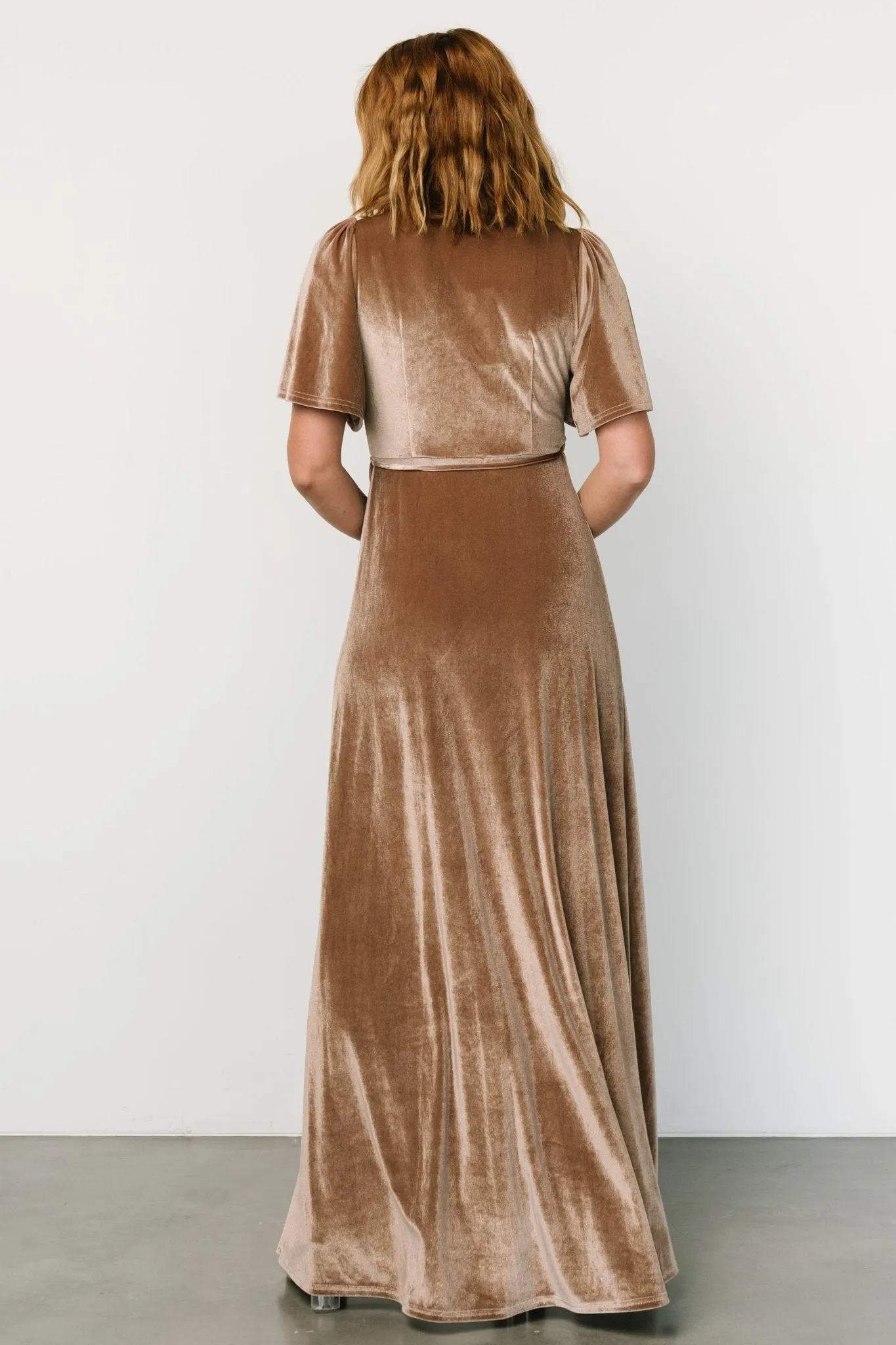 Katelyn Velvet Maxi Wrap Dress | Taupe