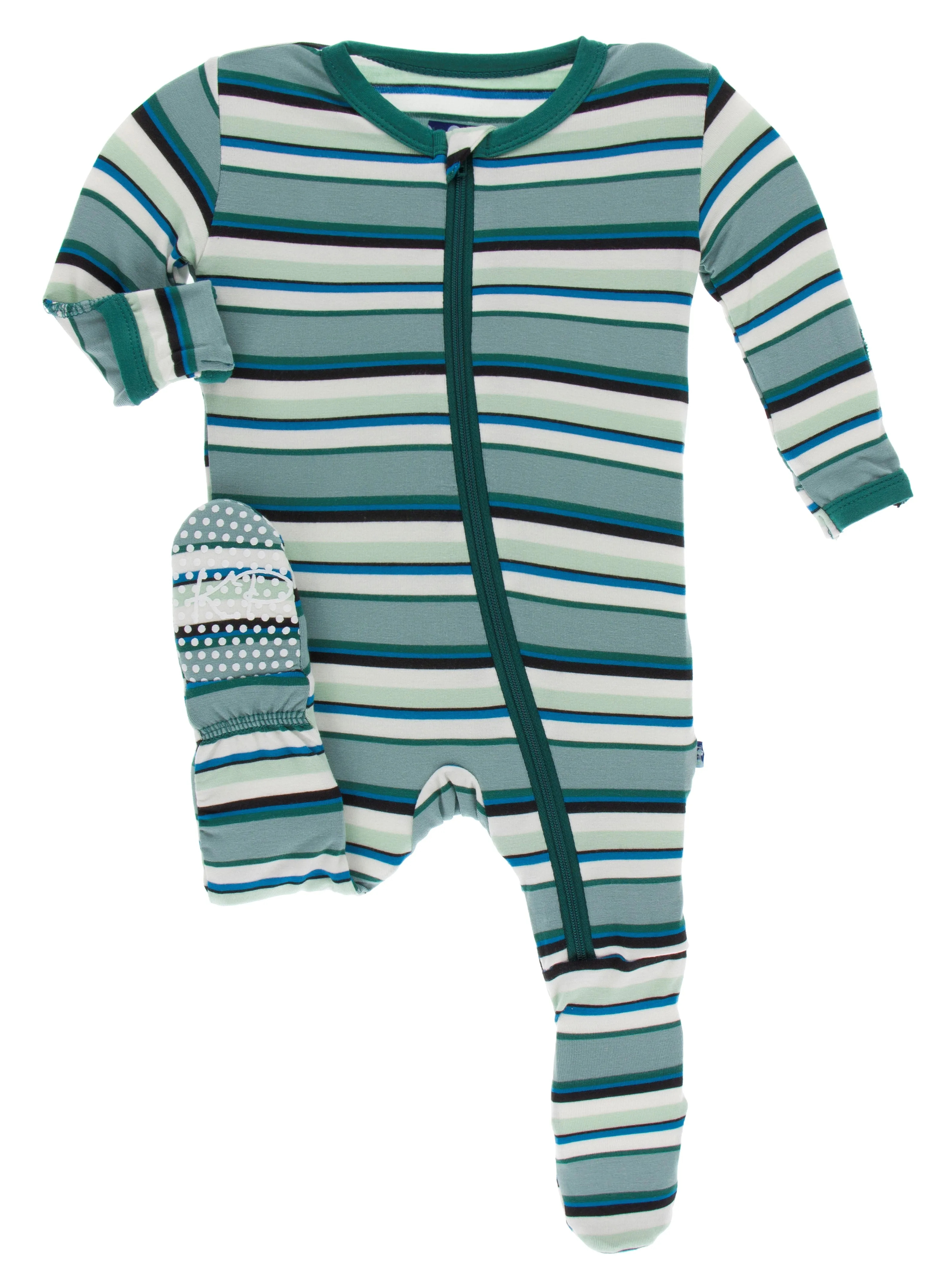 KicKee Pants Multi Agriculture Stripe Footie with Zipper