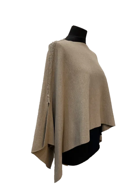 Knitted Poncho with Embellishment