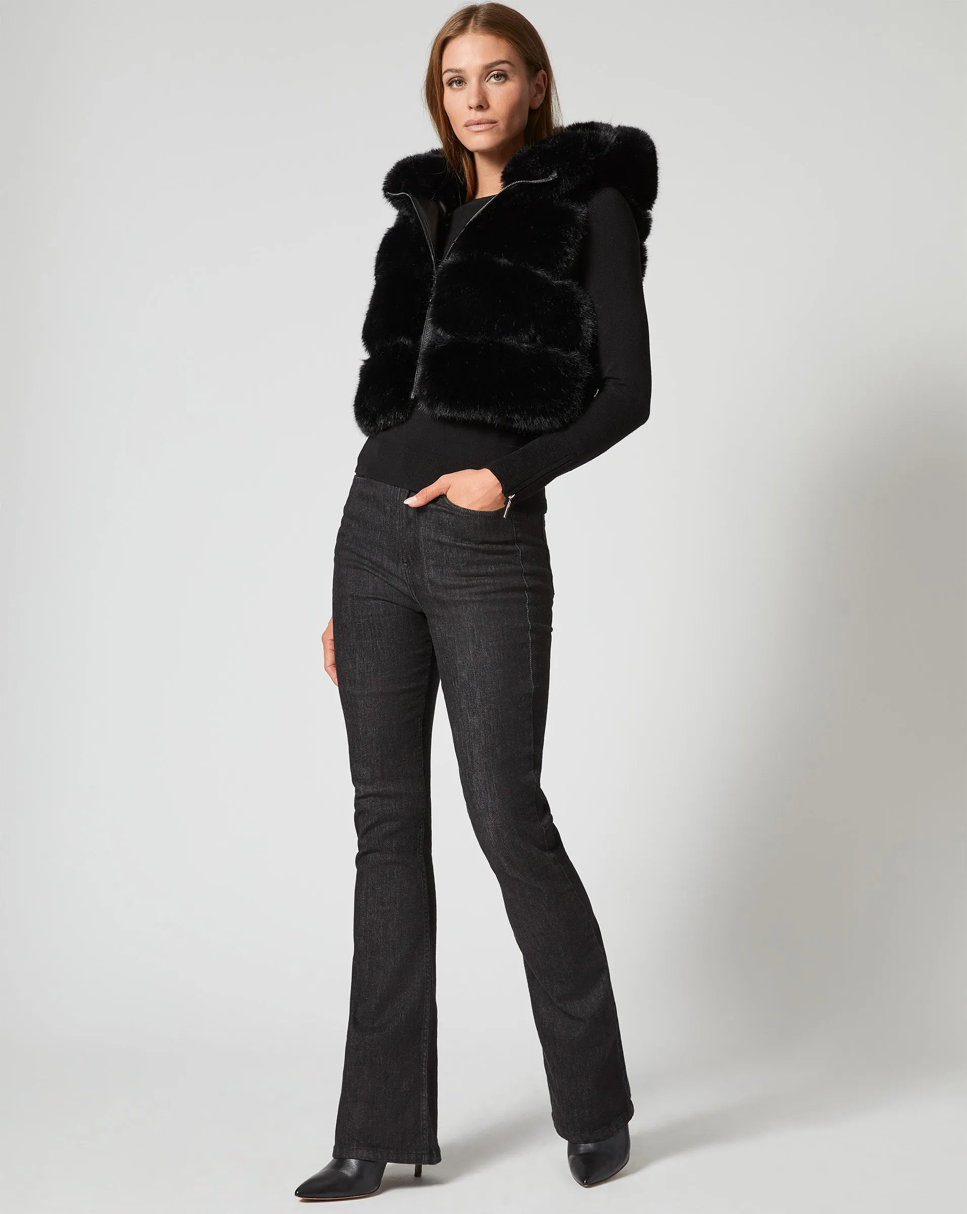 Landau Fox Faux Fur Hooded Vest