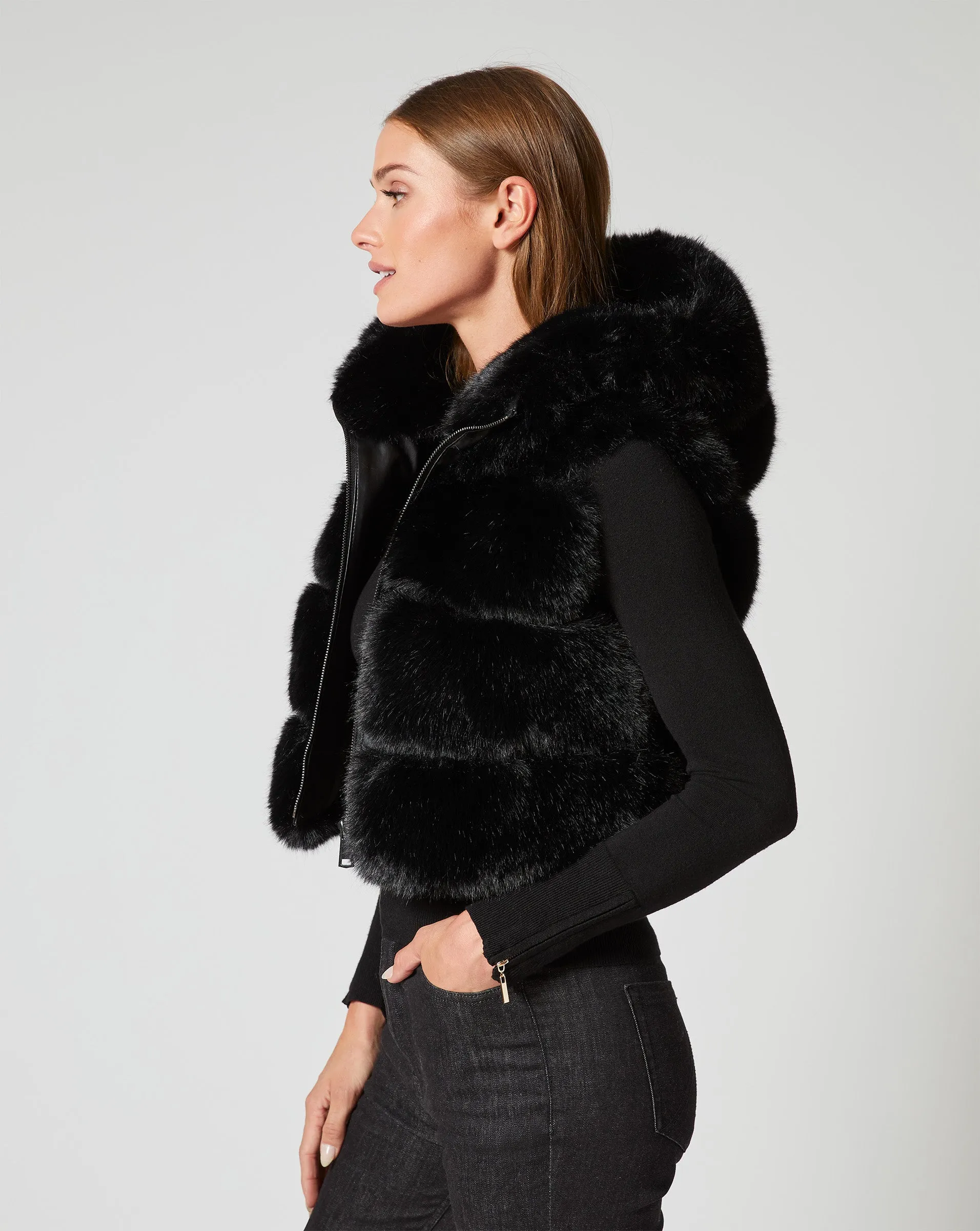 Landau Fox Faux Fur Hooded Vest