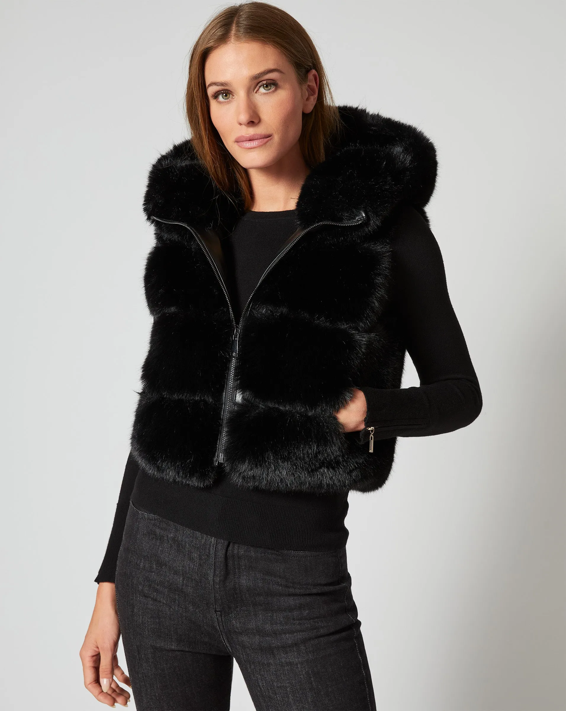 Landau Fox Faux Fur Hooded Vest