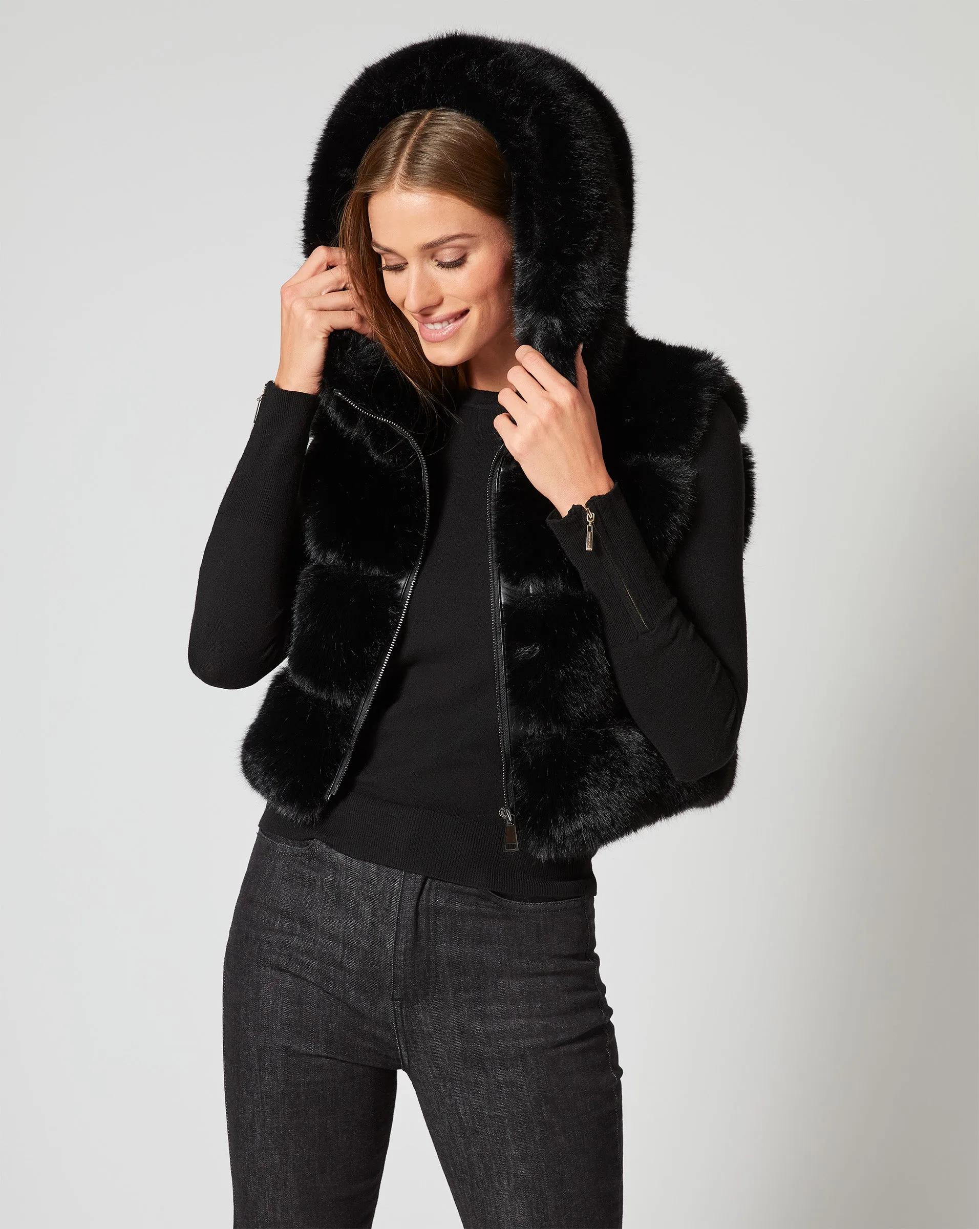 Landau Fox Faux Fur Hooded Vest