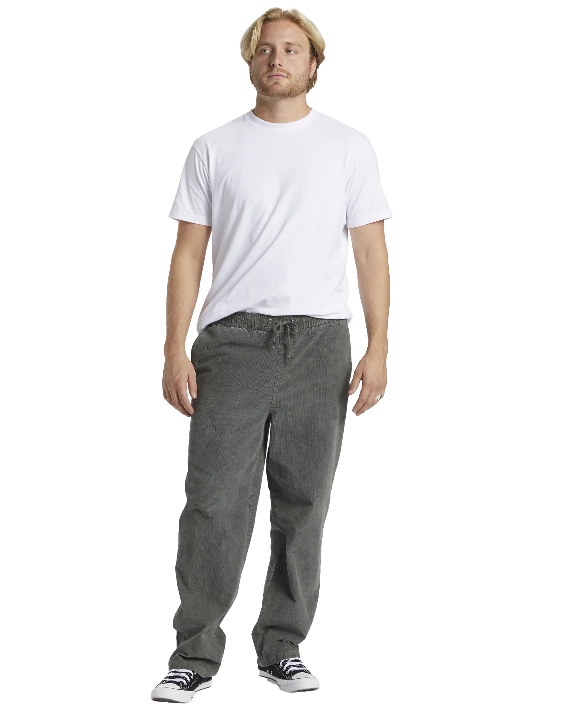 Larry Cord Trousers in Slate Green