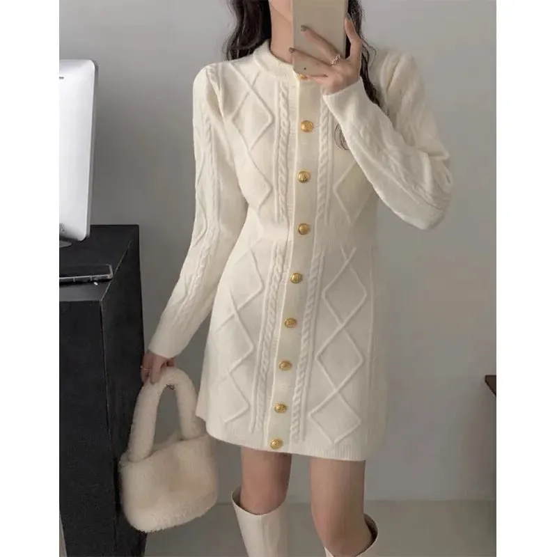 Leah Premium Woolen Knitted Short Dress