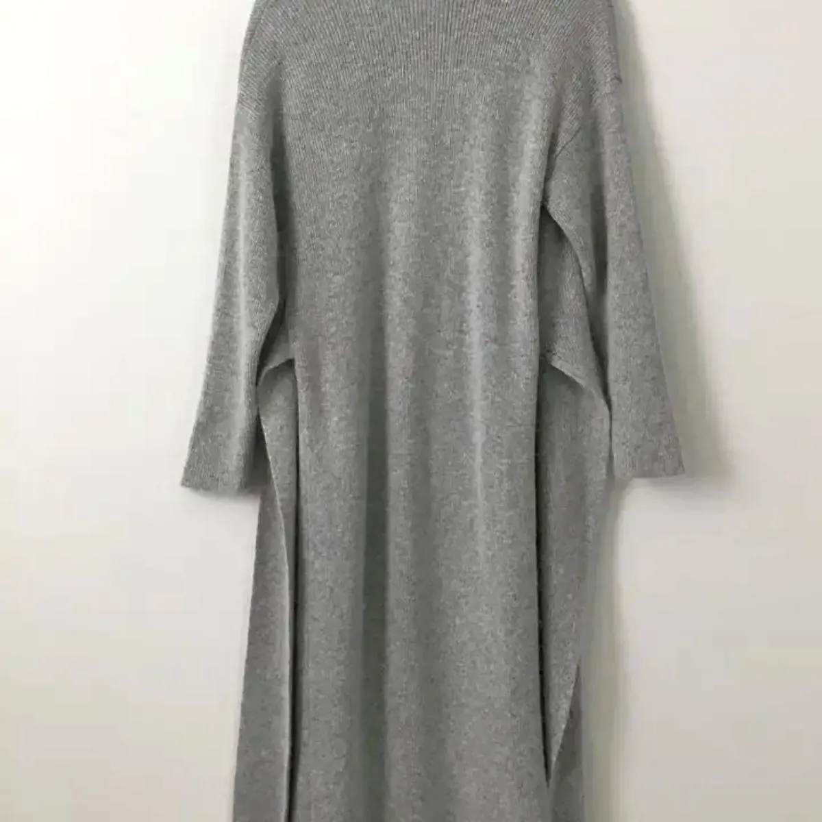 Luexco Belted Wrap Poly-Cashmere Woolen V Neck Knitted Dress