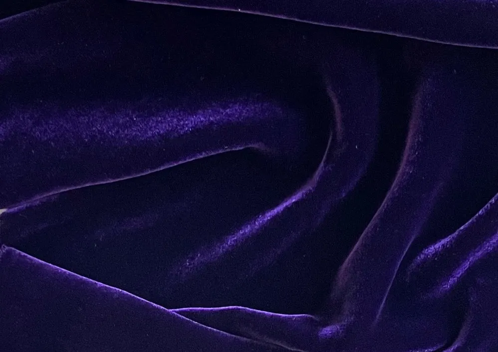 Lustrous Royal Aubergine Silk & Rayon Blend Velvet