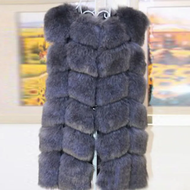 MCCKLE High quality Fur Vest coat Luxury Faux Fox Warm Women Coat Vests Winter Fashion furs Women's Coats Jacket Gilet Veste 4XL